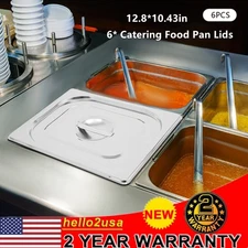 6pcs Catering Food Pan Lids Commercial Stainless Steel Food Pan Lid Seamless Lid