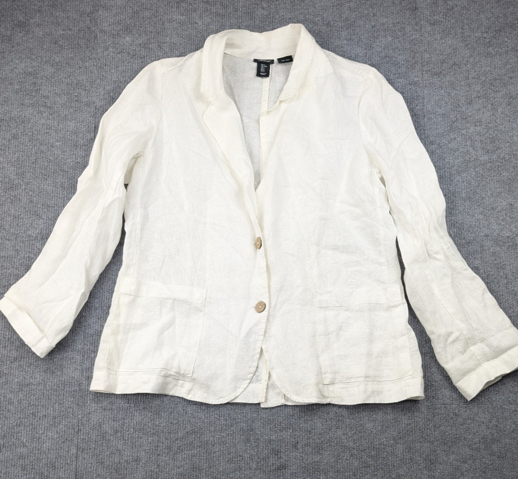 Jones & Co Linen Blazer Womens Large Coastal Resort Beach Minimal Lightweight