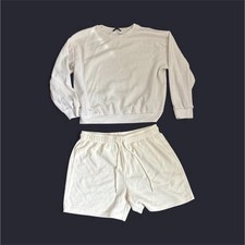Buffalo David Bitton Women's Creme Sweatshirt  Shorts Set Size M