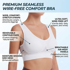 Seamless Support Wireless Comfort Bra Breathable Mesh Stretch Sports Freedom Bra