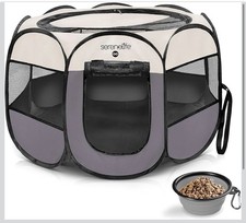 SereneLife On-The-Go Foldable Portable Pet Tent 8-Panel Playpen for Dog  Cat