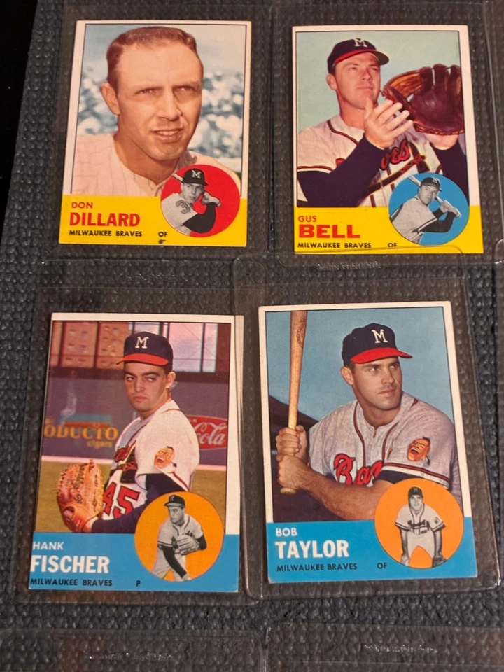 1963 Topps Milwaukee Braves lote de 14 tarjetas - 2 están en muy buen estado y 12 están como nuevo - sin precio base Foto 3 de 4
