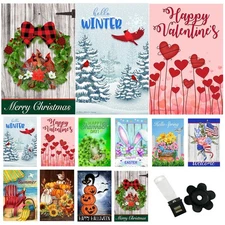 Garden Flags (Set of 10) 12x18 Inch Double Sided Yard Flags Seasons Holidays