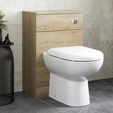 Bathroom Back to Wall BTW Toilet Cloakroom Unit Modern Oak Effect D Shaped 300mm