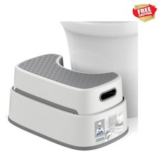 Ergonomic Anti-Slip Toilet Step Stool - Ideal for Kids and Adults in Off-White