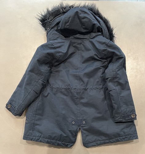Zara Kids Navy Fur Trim Parka Coat Girls Size 9 Removable Hood - Picture 4 of 5
