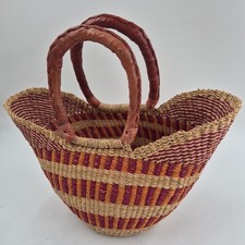 Vintage Handwoven Bolga Basket Tote Bag Ghana...