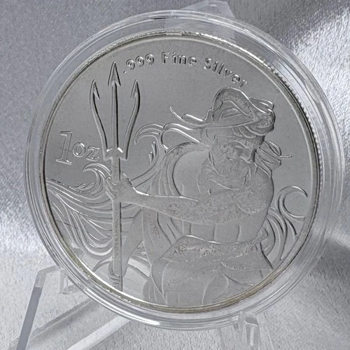 Poseidon Trident 1oz .999 Silver Bullion Round [T19]