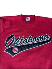 Oklahoma Sooners Sweatshirt Large XL Vintage Russell Athletic Crewneck College