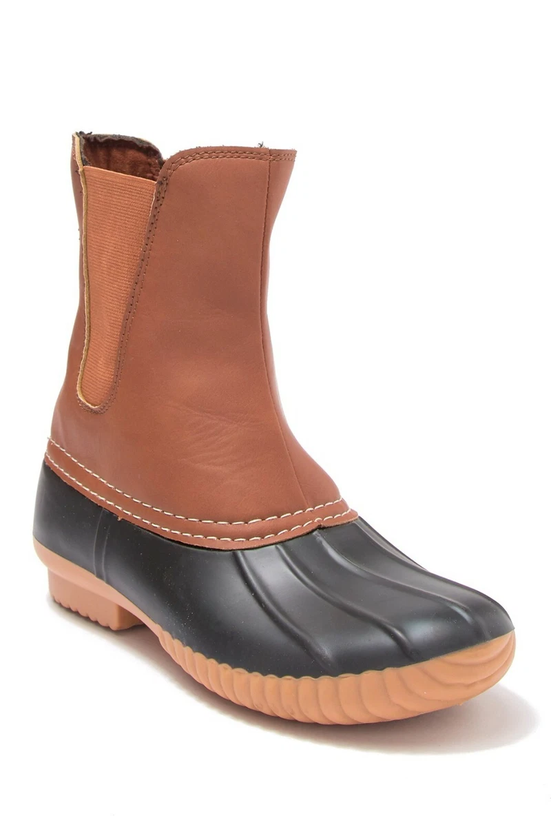 Mia Meris Rubber Duck Boots Ankle Booties Stretch Cognac Brown