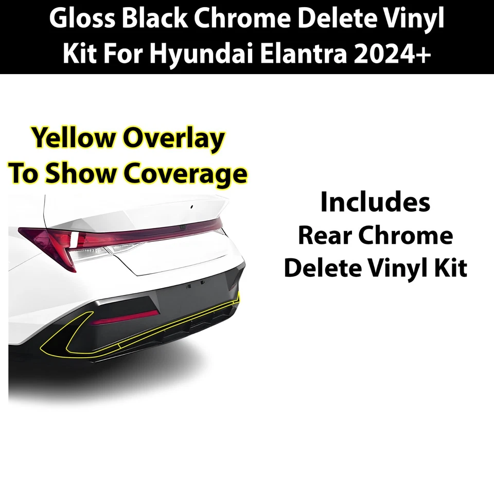 Parachoques trasero cromado para Hyundai Elantra 2024+ eliminar calcomanía vinilo apagón Foto 3 de 4