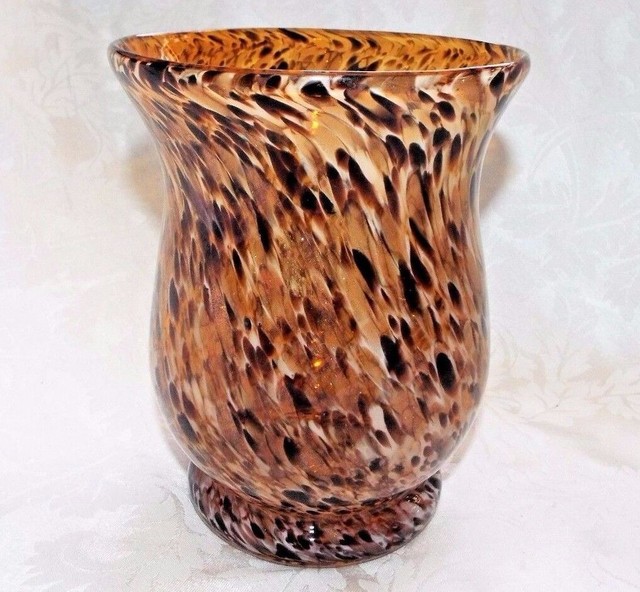 LEOPARD SPOTTED VASE, Decorative Table Top Vase Handblown Glass Bell