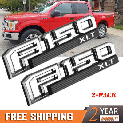 Black 2pcs F150 XLT Fender Emblems Drivers Side Rear Tailgate Nameplates Stickers Rplacement for 2015-2016 Ford F-150 