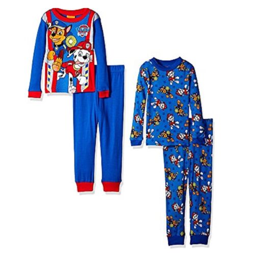 PAW Patrol Boys Sz 8 Snug Fit 4pc Cotton Pajama Set Tops + Pants Chase Marshall