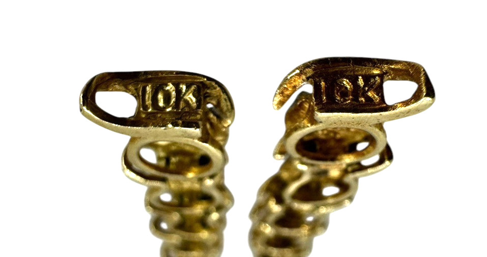 Solid 10K Yellow Gold Diamond Drop Dangle Earrings - image 7