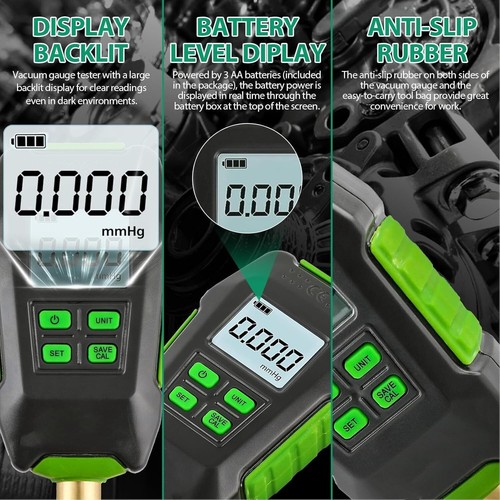 Digital Vacuum Gauge, HVAC Micron with Backlight Display, 99999Pa Pressure Manif - Picture 8 of 9