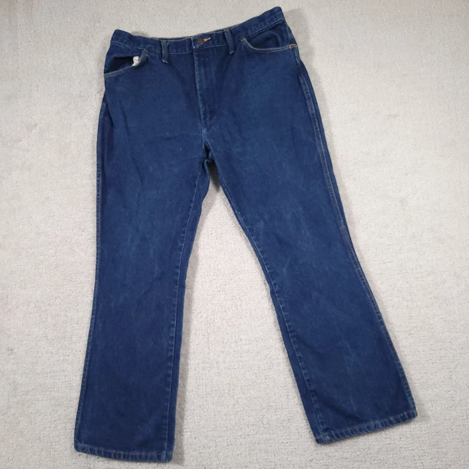 Vintage Rustler Mens Blue Denim Jeans Cowboy Cut 87620NY 38x30 Actual 35x29 - Image 2 of 4