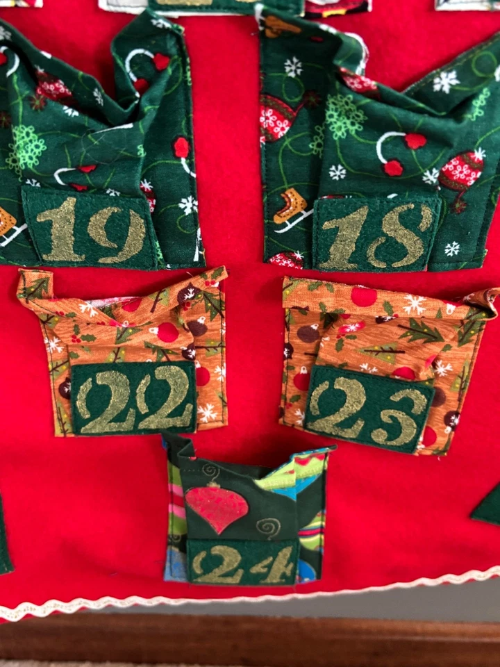 Handmade Hanging Holiday Advent Calendar with pockets - Image 3 of 4