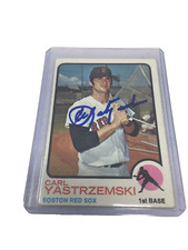 1973 Topps # 245 Carl Yastrzemski Autograph Signed Card Boston Red Sox