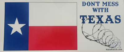 Don't Mess With TEXAS Bumper Sticker with Razor Wire - 4 Pack