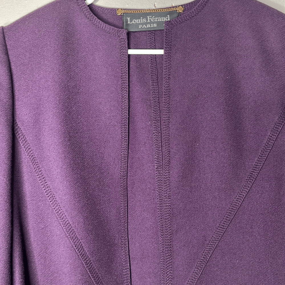 Louis Feraud purple virgin wool open blazer, size… - image 4
