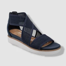 Easy Spirit Women's Blue Leather Wander Round Toe Strappy Sandals Shoe Size 9