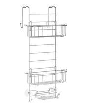 Over the Door Shower Caddy Chrome Shelving for Glass Enclosures Storage Solution