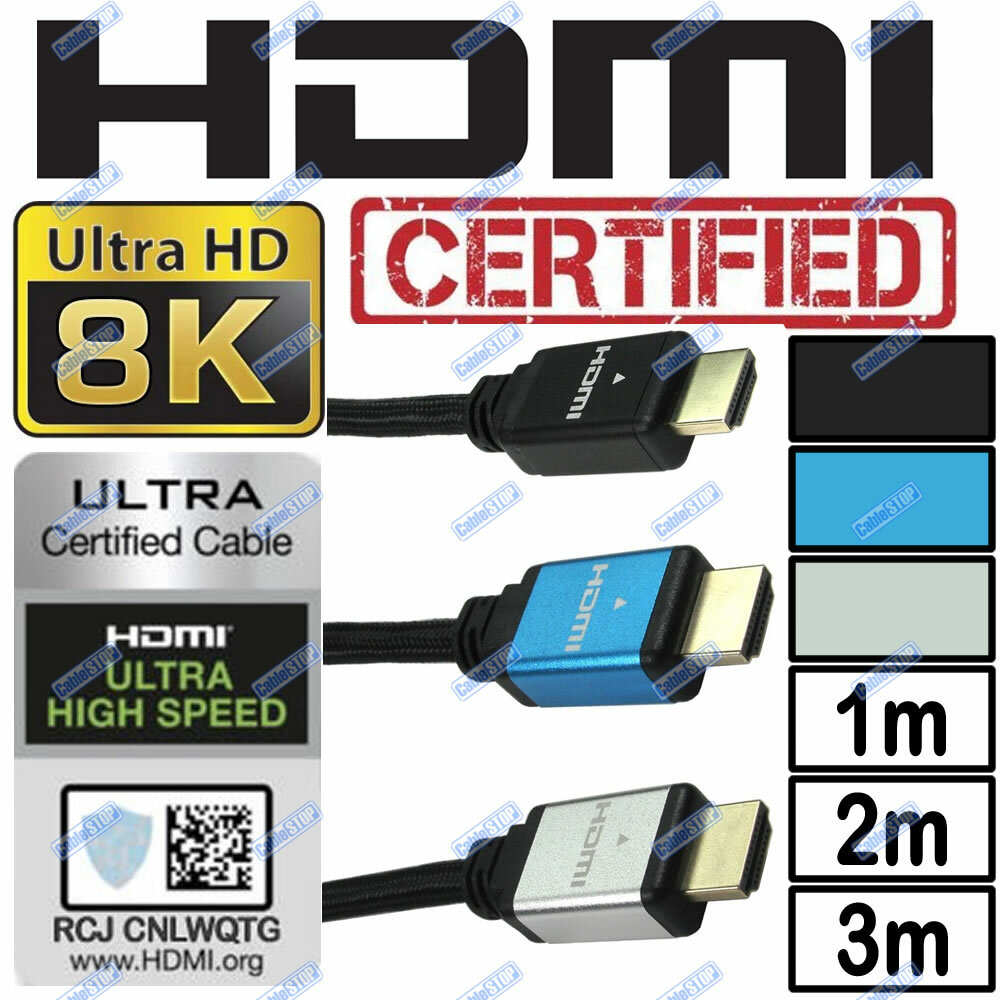 8K HDMI ULTRA HD CERTIFIED CABLE HDR UHD PS5 SKYQ XBOX GAMING