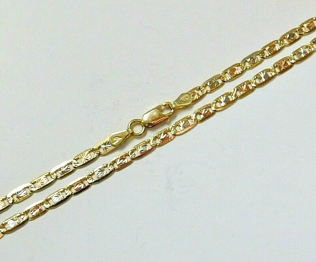 L@@K Splendida Collana Catena Valentino Oro 14K Multicolore Scintillante Lunga 18 75"