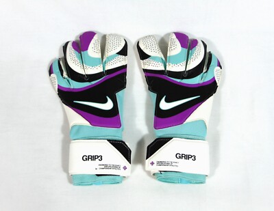 Nike GK Grip 3 White Turquoise Goalkeeper Soccer Gloves Sz 8 NEW FB2998 010 RARE