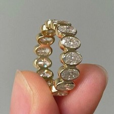7.5CTW Oval Cut Moissanite Eternity Women Wedding Band 14K Yellow Gold Plated