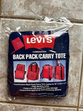 Vintage Levi's Back Pack Carry Tote Bag Nylon RARE New in Package 90s Black