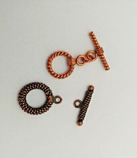 Antiqued and bright Copper Toggle Clasp Set