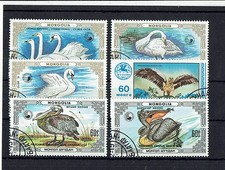  superbes timbres motifs animaux Mongolie " oiseaux "
