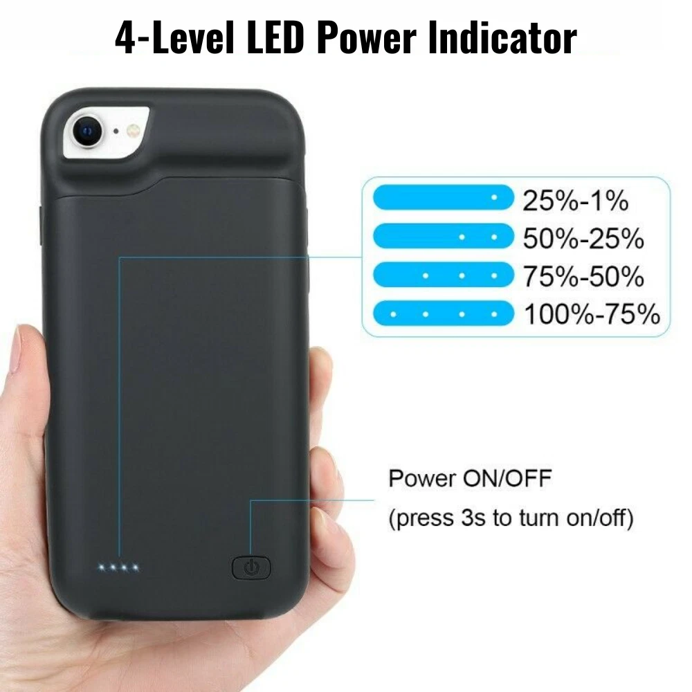 Power Bank Charging Cover For iPhone 8 7 6 Plus SE External Charger Battery Case