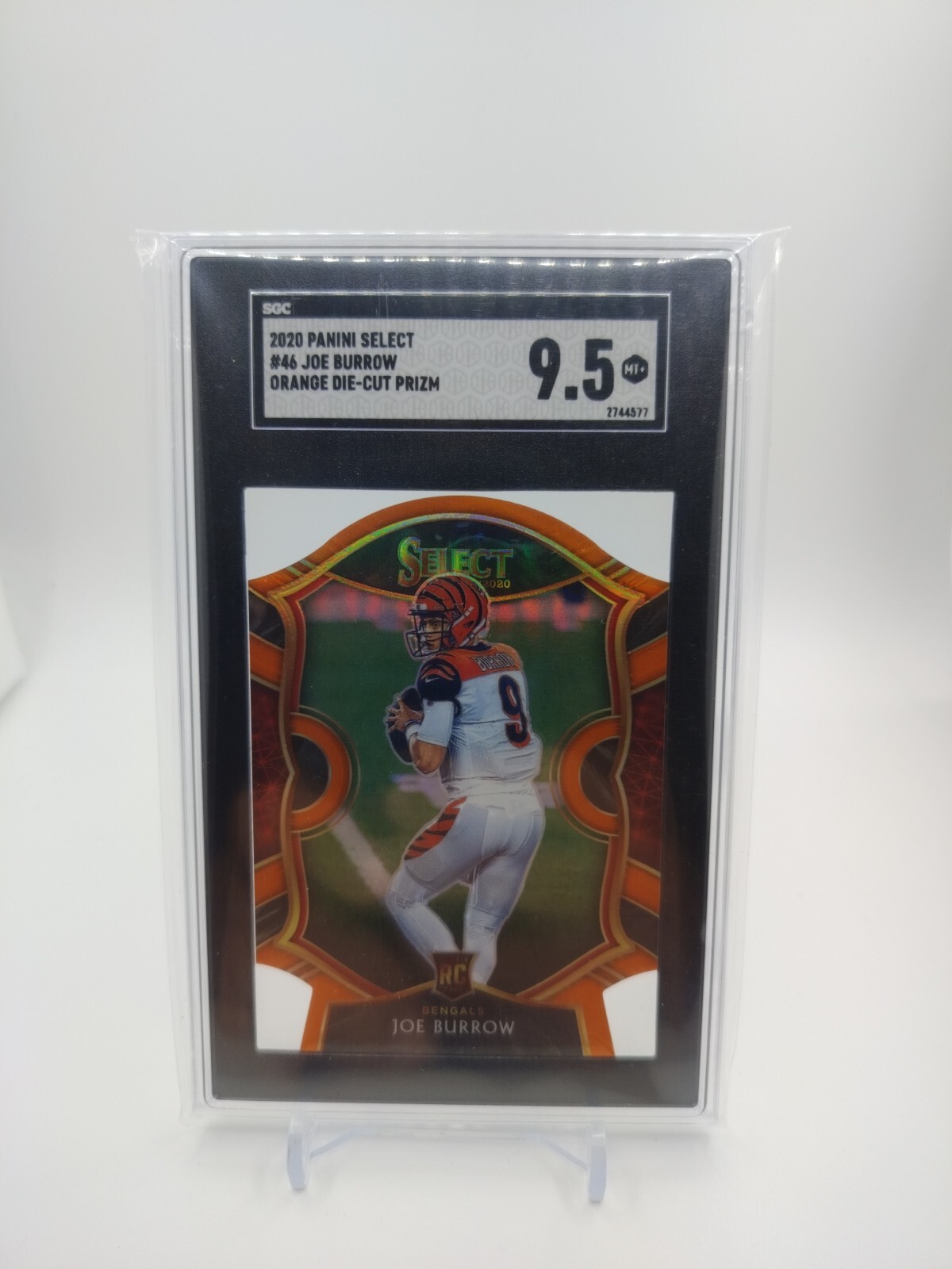 2020 Panini Select - Concourse Orange Prizm Die-Cut #46 Joe Burrow (RC) Sgc 9.5