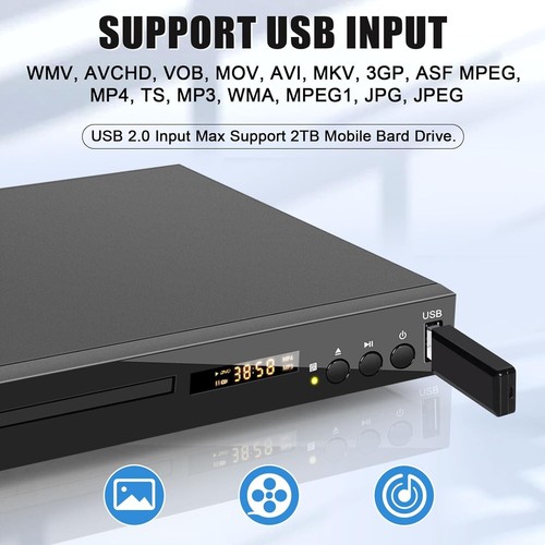 Blu-ray Player, Full HD 1080P Blu Ray DVD Player Play Multi Region DVDs and Regi - Picture 8 of 9