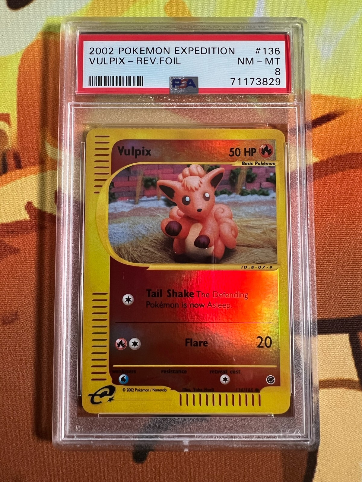 Pokemon TCG Expedition 2002 vulpix reverse 	#136	PSA	8 Art by Yuka Morii low pop