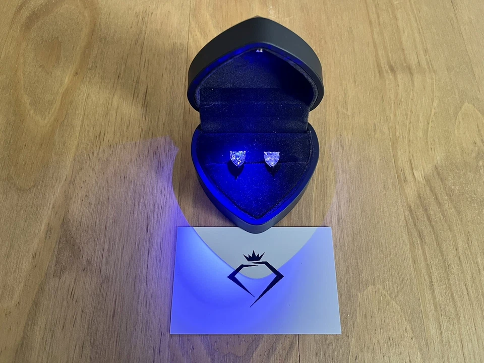 1ct Heart Cut Earrings White Gold Diamond Test Pass Lab-Created VVS1/D/Excellent - Image 4 of 4