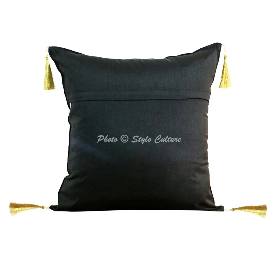 Ethnic Cushion Cover Brocade Jacquard 45 x 45 cm Hippie Sofa Car Pillow Case - Image 3 of 4