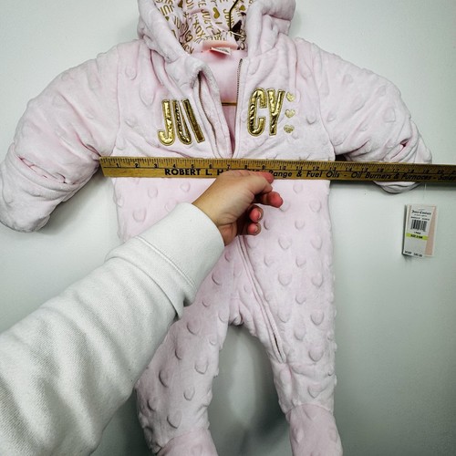 Juicy Couture Infant Snow Suit Bunting Light Pink Size 3-6 Months NWT Zip Up - Picture 14 of 14