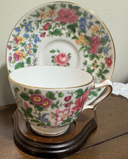 VTG Crown Staffordshire Bone China Made In England Tea Cup Saucer Floral
