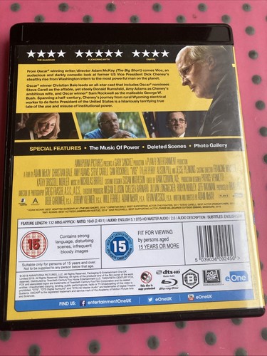 VICE- Blu-Ray Christian Bale - Steve Carell -Sam Rockwell - Amy Adams comedic - Picture 2 of 2