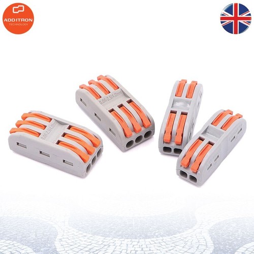 Spring Lever Terminal Block Electrical Cable Wire Connector Quick Splice Inline - Picture 3 of 17