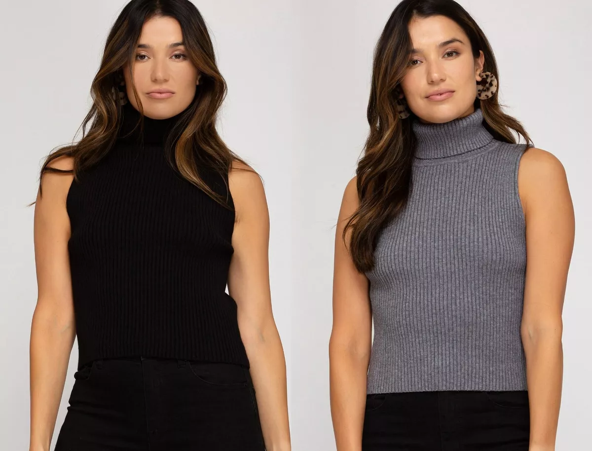 Ladies Sleeveless Turtleneck