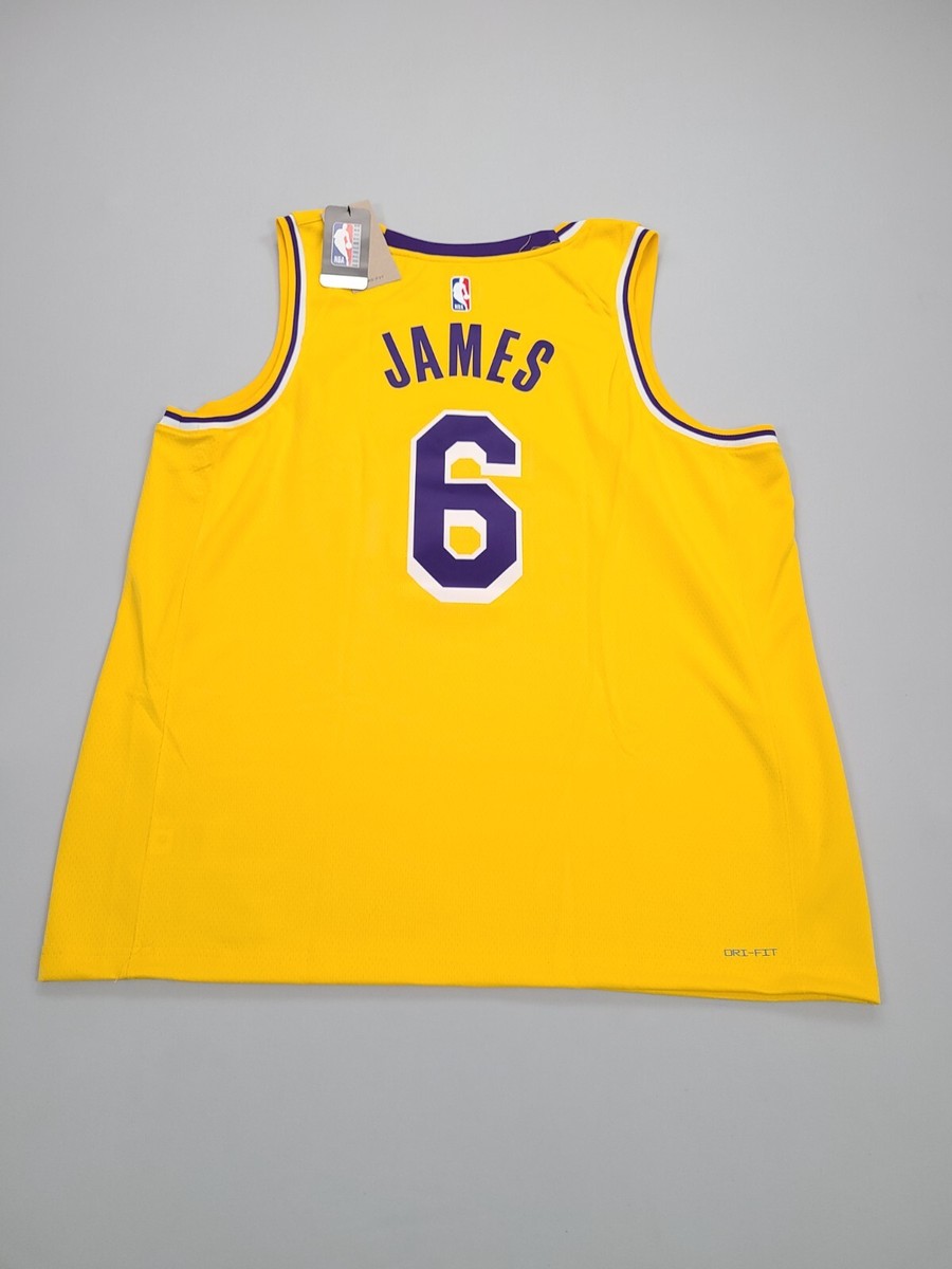 LAKERS JAMES 6番 ユニフォーム LeBron James Jersey Adult Extra Large Yellow Nike Los Angeles