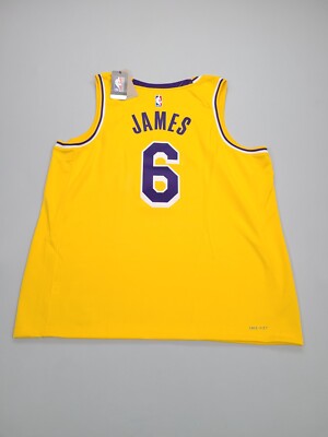 LAKERS JAMES 6番 ユニフォーム LeBron James Jersey Adult Extra Large Yellow Nike Los Angeles