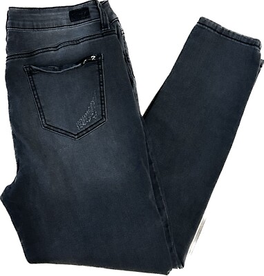 Seven Ankle Skinny Women's 10 Black Stretch Distressed Denim Jeans  Rhinestones