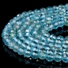 Natural Aqua Blue Apatite Grd AAA Micro Faceted Round 3MM 4MM Beads 15 inch P82