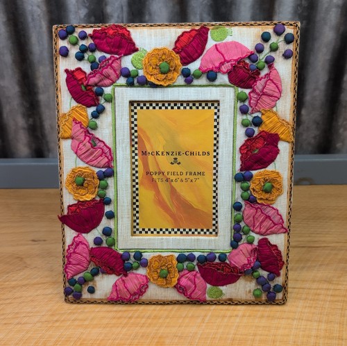 MacKenzie Childs Poppy Field Frame Fits 4"x6" or 5"x7" Photo Damaged HTF Retired
